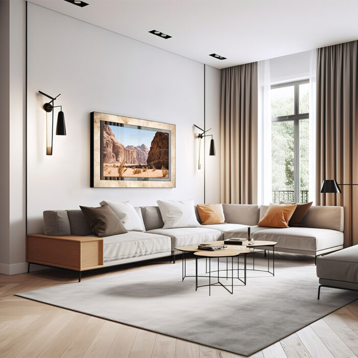 TV mirrors, Alabaster model living room
